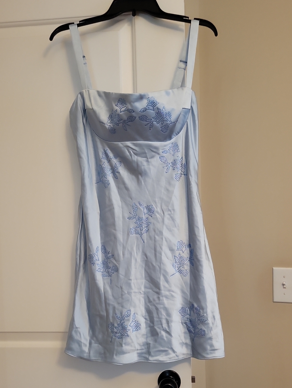 Oh Polly Light Blue Floral Slip Mini Dress